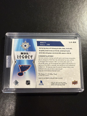 2020-21 Ultimate NHL Legacy Patch Auto Brett Hull SP /6 back