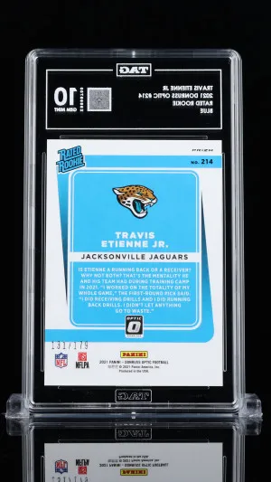 Travis Etienne Jr 2021 Donruss Optic Rated Rookie #214 Blue TAG 10 back