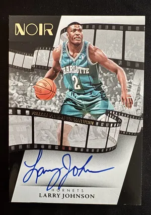 2023-24 Panini Noir Larry Johnson Freeze Frame Signatures Gold Auto On Card /25