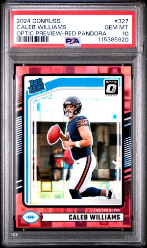 2024 Panini Donruss Caleb Williams Optic Preview-Red Pandora PSA 10 front