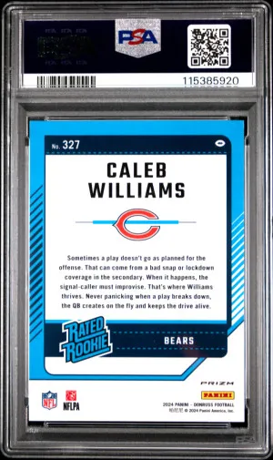 2024 Panini Donruss Caleb Williams Optic Preview-Red Pandora PSA 10 back