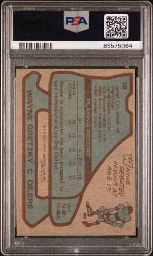 1979 Topps Rookie Wayne Gretzky PSA 3 back