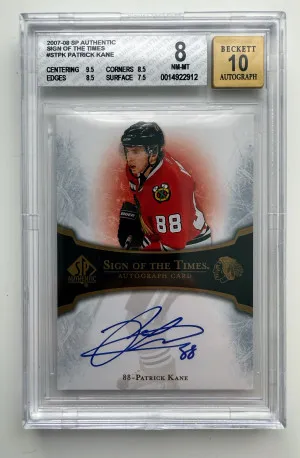 2007 SP AUTHENTIC SIGN OF THE TIMES PATRICK KANE RC AUTO BGS 8 front