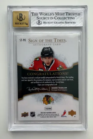 2007 SP AUTHENTIC SIGN OF THE TIMES PATRICK KANE RC AUTO BGS 8 back