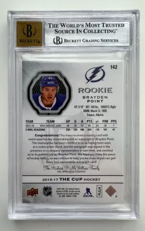 2016 THE CUP BRAYDEN POINT RPA /249 4-CLR Patch! BGS 8.5 Rookie RC Auto back