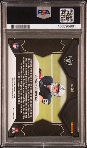 Brock Bowers 2024 Mosaic #286 Rookie RC Reactive Yellow Prizm PSA 10 GEM MT back