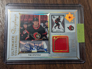Tim Stutzle /99 jersey auto 2021-22 Upper Deck Ultimate Collection Display Jersey /99  #UDA-TS Auto front