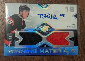 Tim Stutzle /99 jersey auto 2021-22 SPX Winning Materials front