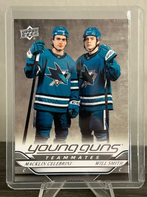 24-25 UD Macklin Celebrini / Will Smith Young Guns Teammates front