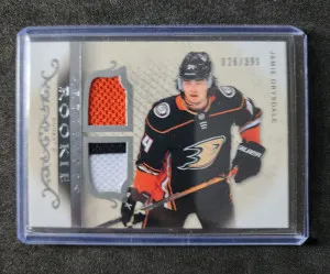 Jamie Drysdale /399 3- Color Artifacts Dual Patch Rookie front
