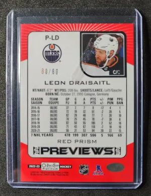 Leon Draisaitl /80 Red Prism Preview back