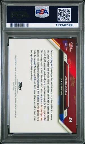 2024 Topps Now Jayden Daniels Rookie PSA 10 back