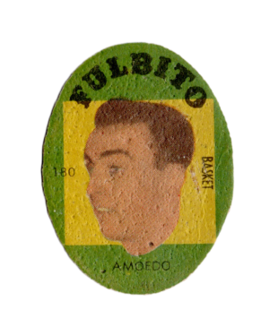 1959 Casa Crack Fulbito De Historia y Deportes #180 Amoedo Basketball Disc Card (Argentina) front