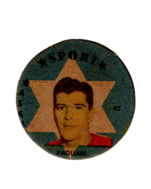 1956 Casa Crack Figuritas Sport Basketball Disc #42 Pagliari (Argentina) front