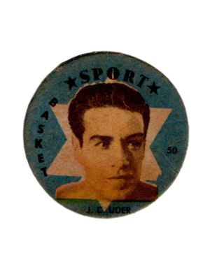 1956 Casa Crack Figuritas Sport Basketball Disc #50 J. Cauder (Argentina) front