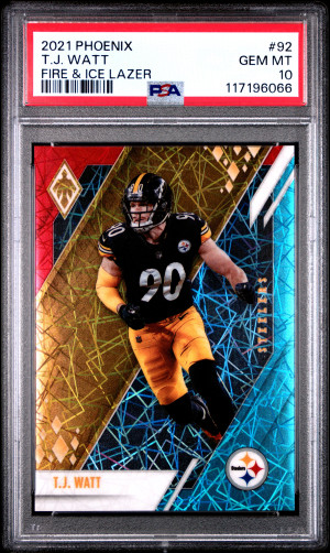 2021 Panini Phoenix T.j. Watt Fire & Ice Lazer Numbered 24/50 front