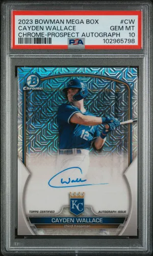 2023 Bowman Mega Box Chrome Prospect Autographs Cayden Wallace Chrome-Prospect Autograph front