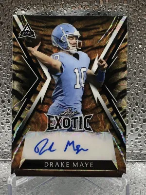 2023 Leaf Exotic Tiger No.BA-DM1 Numbered 7/7 Drake Maye Autograph front