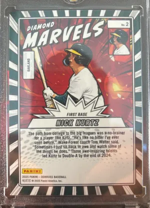 2025 Donruss Diamond Marvels Refractor Nick Kurtz back