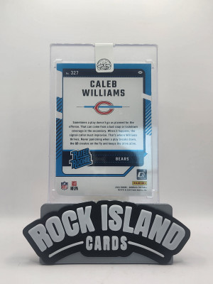 Caleb Williams 2024 Donruss Rated Rookie #327 Gold Press Proof Rookie 15/25 back