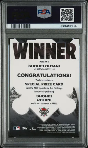 2024 Topps Home Run Challenge Winners Shohei Ohtani Winner-April 316/394 back