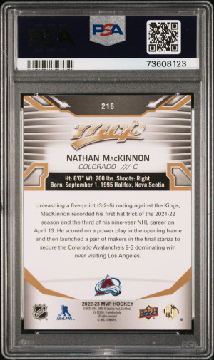 2022 Upper Deck Mvp Nathan Mackinnon Gold Script back