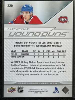 2024-25 Upper Deck Lane Hutson Young Guns back
