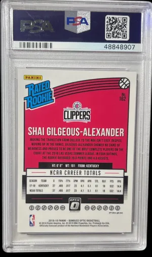 2018 Panini Donruss Optic Rookie Shai Gilgeous-Alexander Hyper Pink PSA 10 💎 back