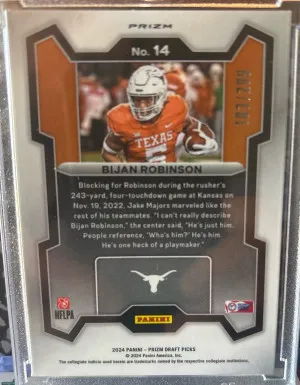 2024 Prizm DP Red Prizm Bijan Robinson /299 back