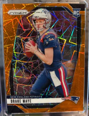 2024 Prizm Orange Laser Drake Maye RC front