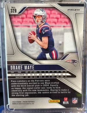 2024 Prizm Orange Laser Drake Maye RC back
