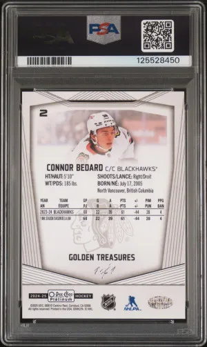 2024 Upper Deck O-Pee-Chee Platinum Connor Bedard Golden Treasures 1/1 back