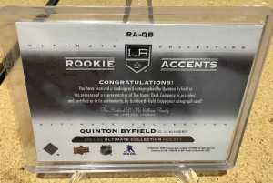 Quinton Byfield Rookie Accents Auto back