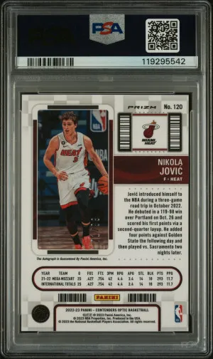 2022 Panini Contenders Optic Nikola Jovic Autograph-Red Pop 7 back