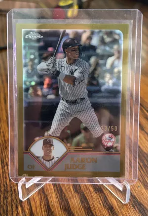 2024 Topps Chrome X Lids Aaron Judge Gold Refractor Parallel /50 Mitchell & Ness front