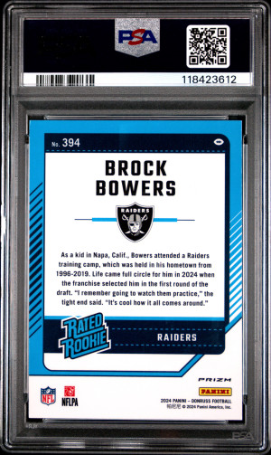 2024 Panini Donruss Brock Bowers Optic Preview-Red & Green back