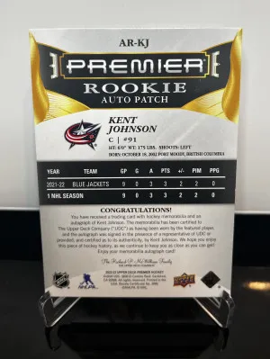 2022-23 Premier Rookie Auto Patch /35- Kent Johnson back