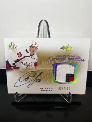 2021-22 UD SP Authentic Future Watch Auto Patch /100- Aliaksei Protas front