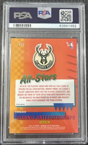 2018 Panini Donruss Optic All-Stars G. Antetokounmpo #14 Green PSA 10 back
