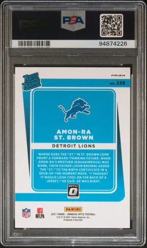 2021 Panini Donruss Optic Amon-Ra St. Brown Holo PSA 10 back