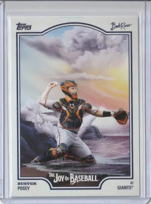 2025 Topps x Bob Ross: Joy of Baseball Buster Posey #67 front
