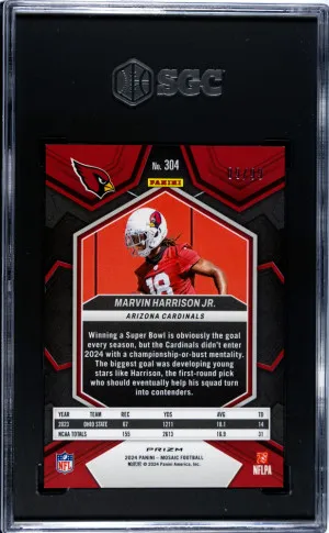2024 Panini Mosaic Marvin Harrison JR. #304 Blue Prizm /99 SGC 9.5 back