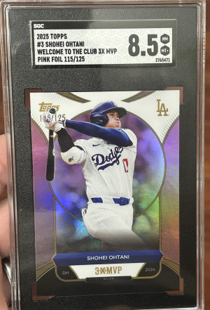 2025 Topps 3x MVP Pink Foil /125 Shohei Ohtani Sgc 8.5 front