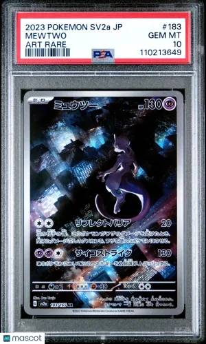 2023 Pokemon Japanese Sv2a-Pokemon 151 Mewtwo #183 Japanese Art Rare PSA 10 front