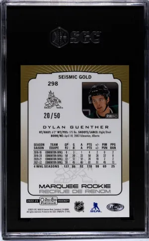 2022-23 O-Pee-Chee Platinum Dylan Guenther Seismic Gold #20/50 SGC 9.5 POP 1 back