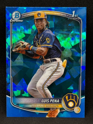 Luis Pena 2025 Bowman Chrome 1st Sapphire #BCP-38 - Brewers front