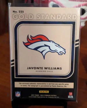 2021 Panini Gold Standard Javonte Williams RPA back