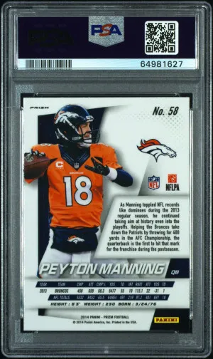 2014 Panini Prizm Peyton Manning Prizm PSA 9! back