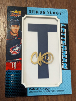 Cam Atkinson Letterman auto T 2019-20 chronology front