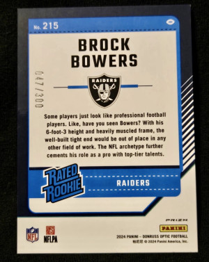 2024 Donruss Optic #215 Brock Bowers Wave /300 back